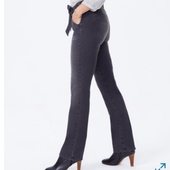 NYDJ Marilyn Straight tie waist trouser style black/grey jeans. Stretch. Work. - Picture 3 of 12